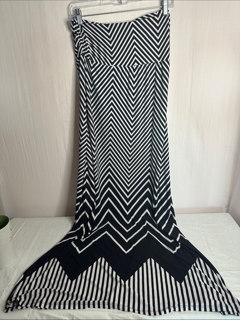 Emerald Black & White Chevron Maxi Dress